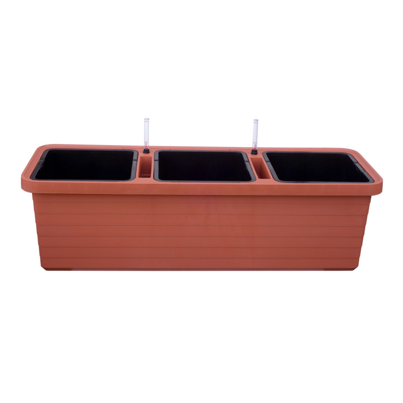 Plastia Velkoobjem. samozavlaž. truhlík Berberis TRIO terakota 35 x 117 x 39 cm