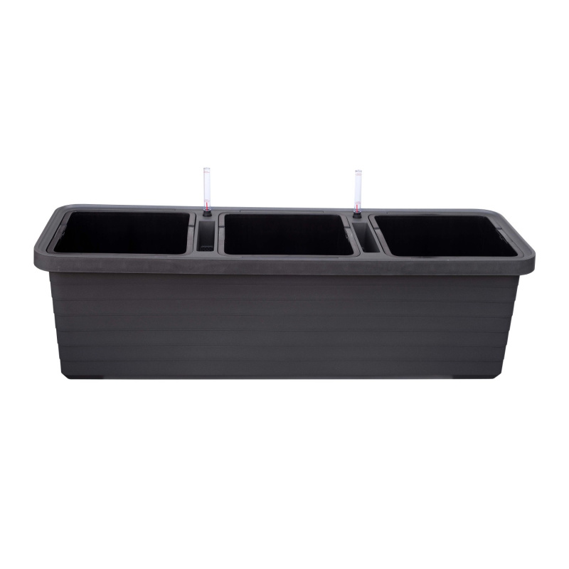Plastia Velkoobjem. samozavlaž. truhlík Berberis TRIO antracit 35 x 117 x 39 cm