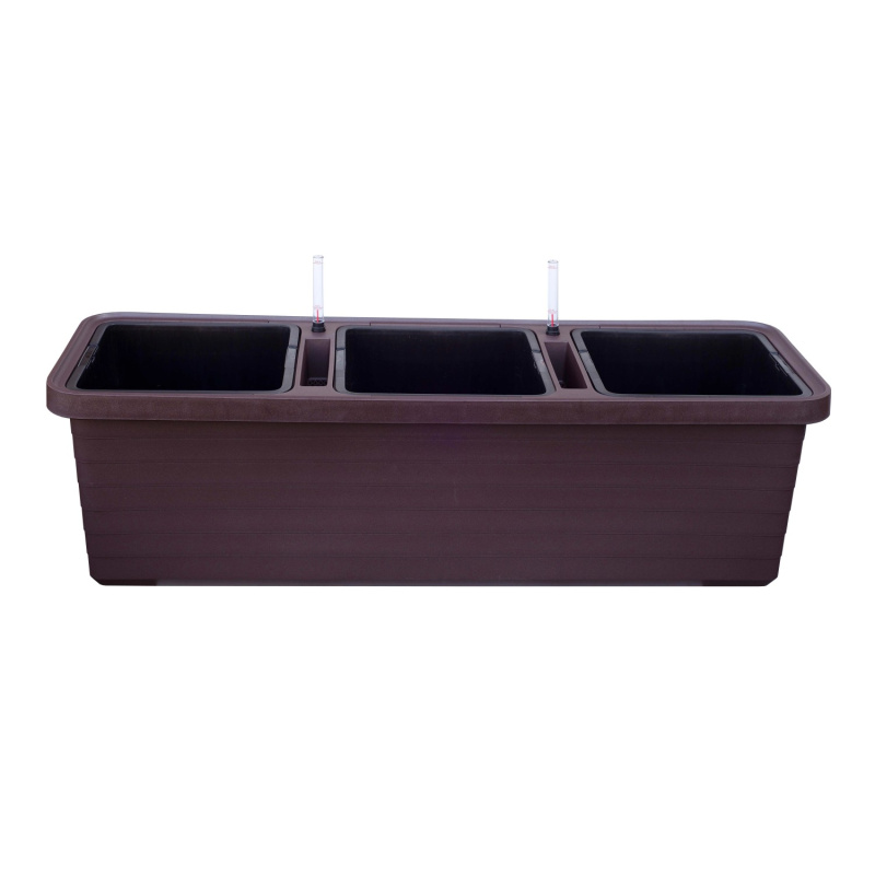 Plastia Velkoobjem. samozavlaž. truhlík Berberis TRIO čokoláda 35 x 117 x 39 cm