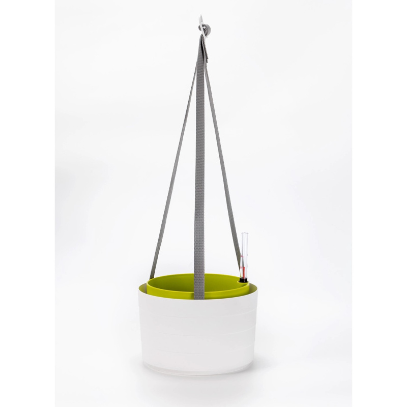 Plastia Samozavlažovací závěsná žardina Berberis bílá+zelená pr. 30 x 19,8 cm