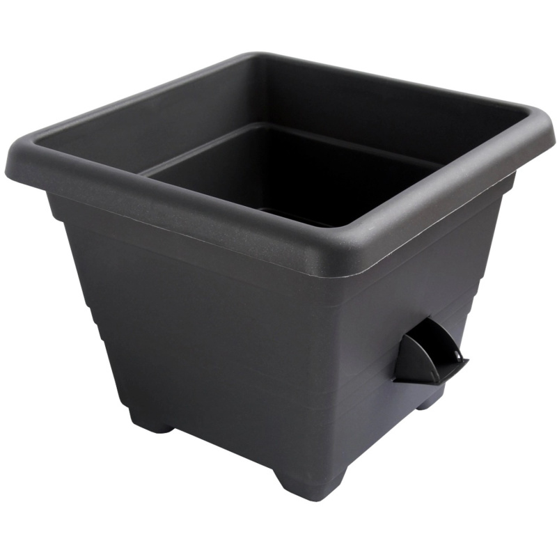 Plastia Samozavlažovací květináč Bergamot antracit 35 x 35 cm