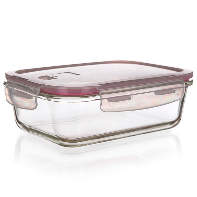 Dóza skleněná LORA s víčkem, bordó 950 ml