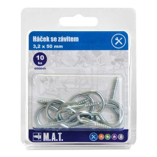 háček se závitem 50x3,2mm Zn (10ks)