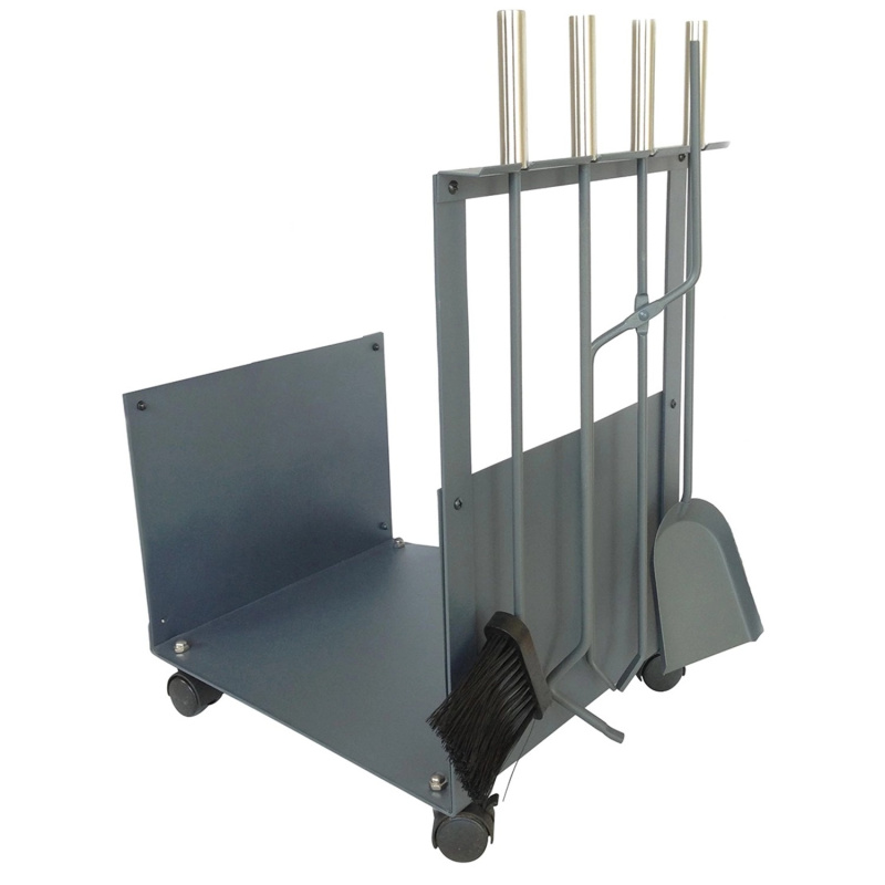 Koš krbový s nářadím, kovový, šedý, 62 cm