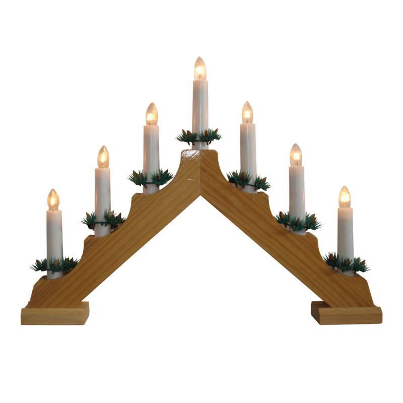 M.A.T. Elektrický vánoční svícen přírodní 7 svíček 2700-3000 K, 30 x 40 x 4,8 cm