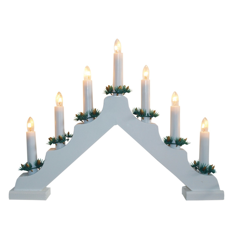 M.A.T. Group Vánoční svícen 7 LED, do zásuvky, bílý, teplá-bílá