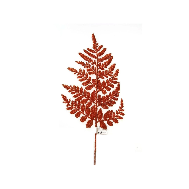 Větvička kapradí Glitter 55 cm, měděná