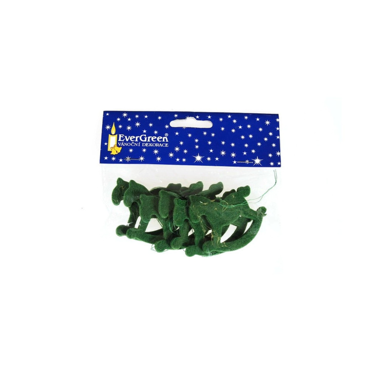 EverGreen Vánoční ozdoba Plstěný koník 6 ks, zelený