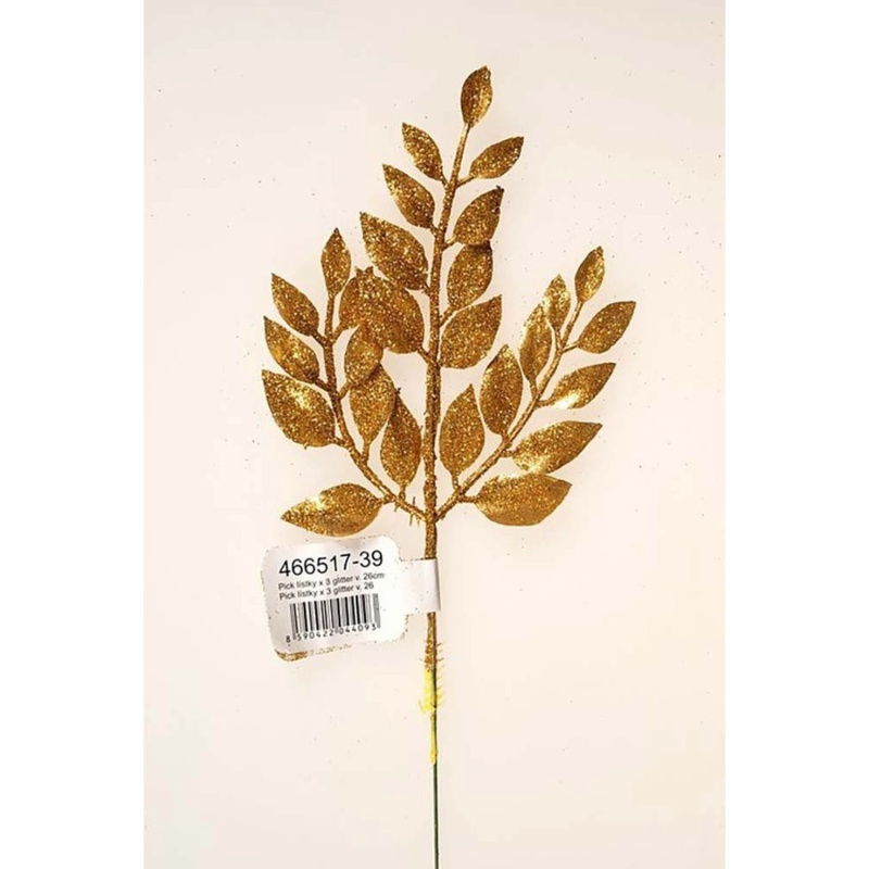 EverGreen Dekorativní větvička zlatá 26 cm