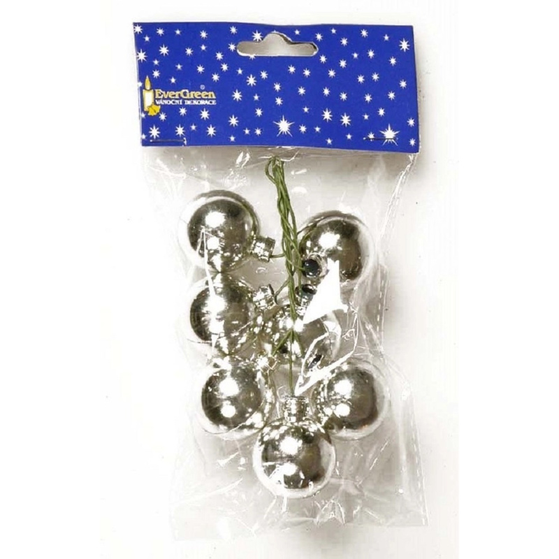 EverGreen Kouličky na drátku 7 ks, stříbrná, pr. 3 cm