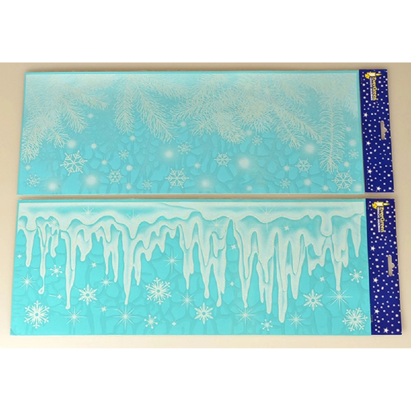 EverGreen  Vánoční okenní dekorace rampouchy a zamrzlé větvičky s vločkami