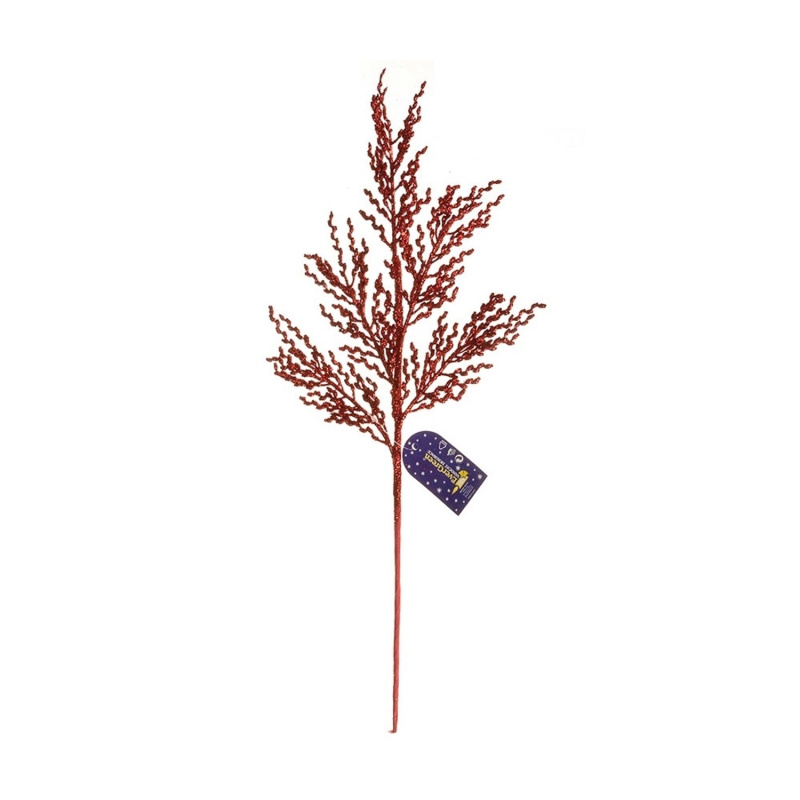 Větvička s lístky Glitter 52 cm, červená
