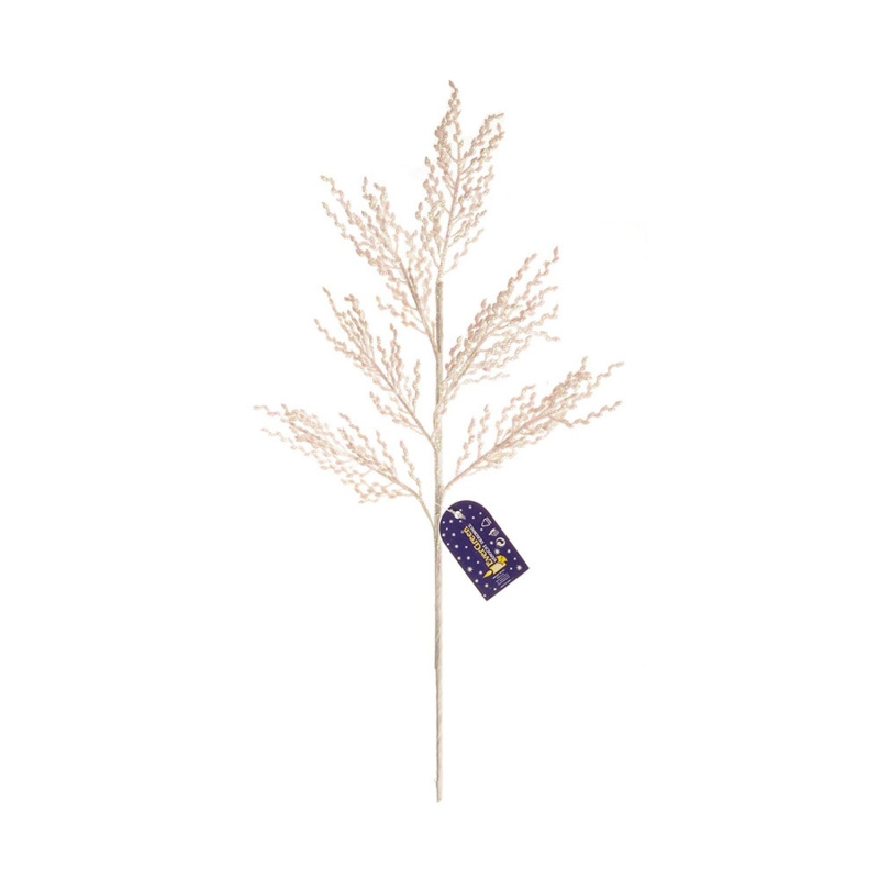 Větvička s lístky Glitter 52 cm, bílá