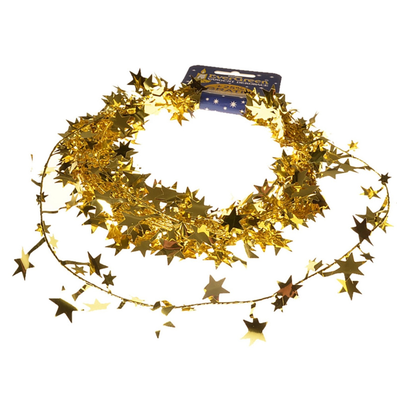 EverGreen Spirála s hvězdami, zlatá, 7,5 m