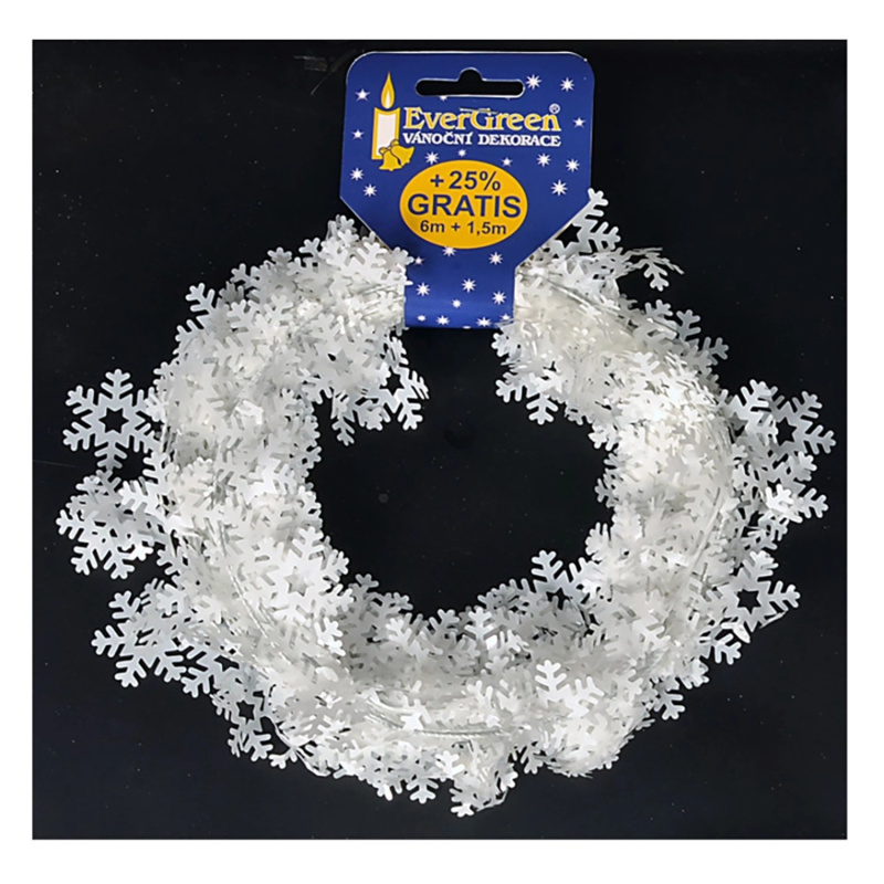 EverGreen Spirála s vločkami, bílá, 7,5 m