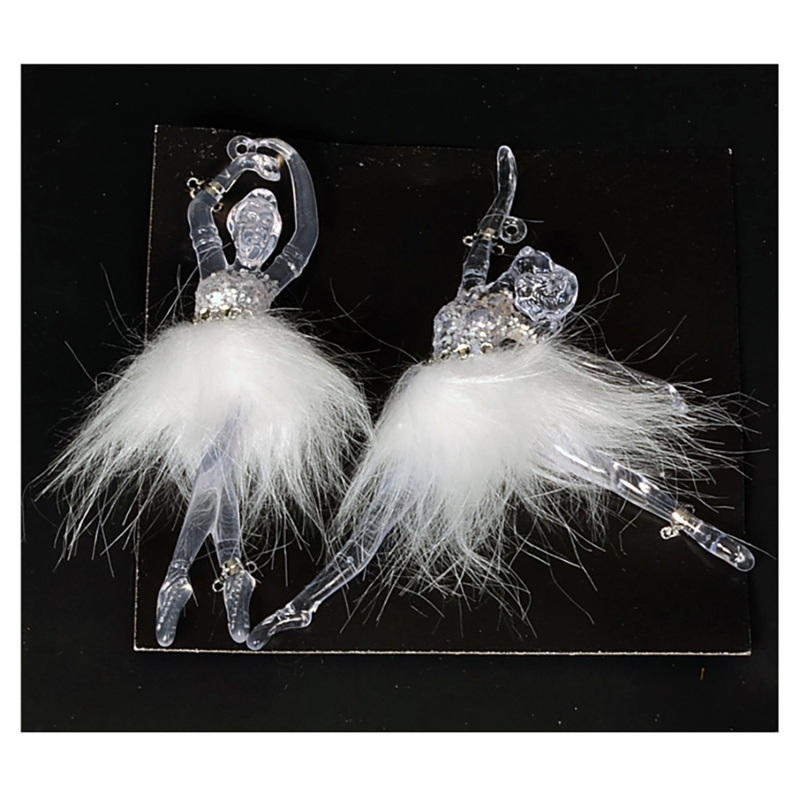 EverGreen Vánoční dekorace baletka, transparentní/bílá, 15 cm, 2 ks