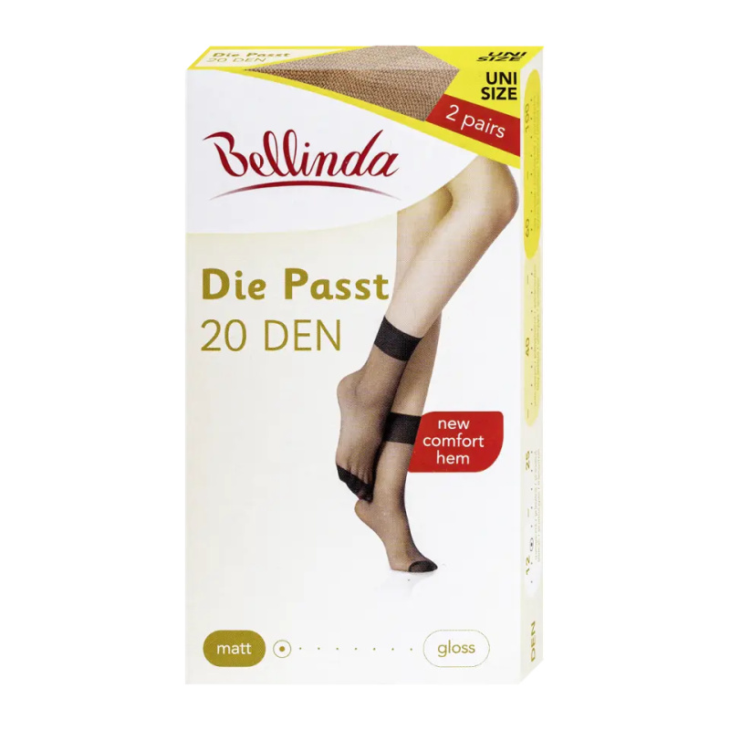 Dámské silonkové ponožky DIE PASST 20 DEN SOCKS 2 PACK - BELLINDA UNI amber