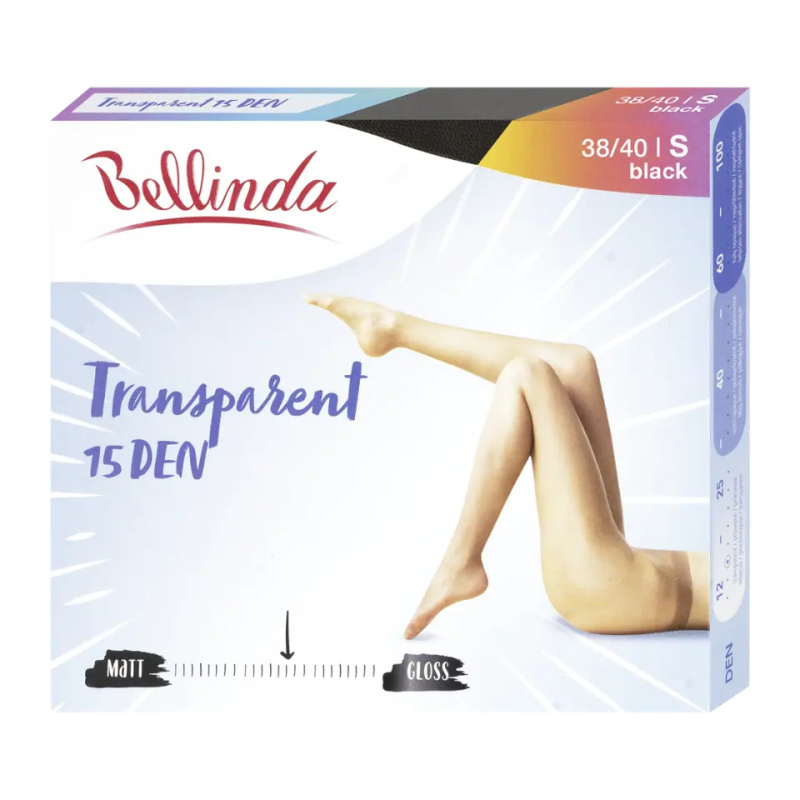 Punčochové kalhoty TRANSPARENT 15 DEN - BELLINDA S černá