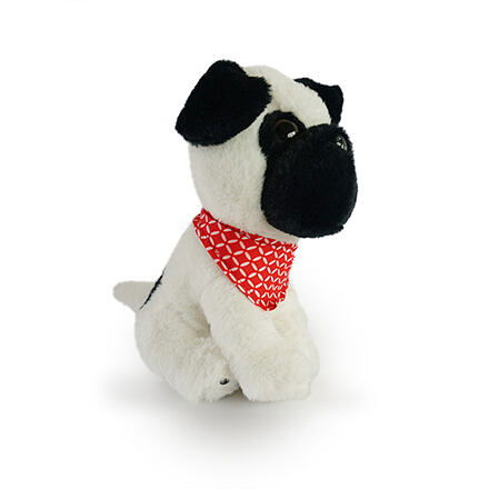 Plyšový pejsek mops 21 cm bílý