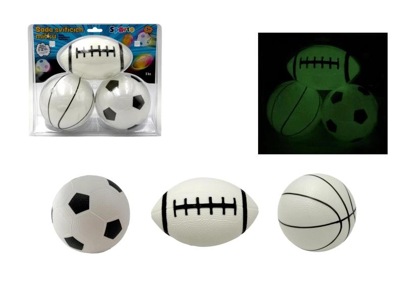 SPORTO Sada 3 míčků - svítící ve tmě