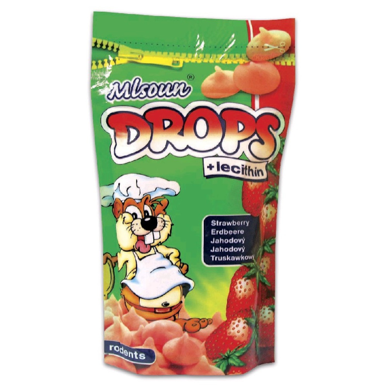 Mlsoun drops jahodový - pochoutka pro hlodavce, 75g
