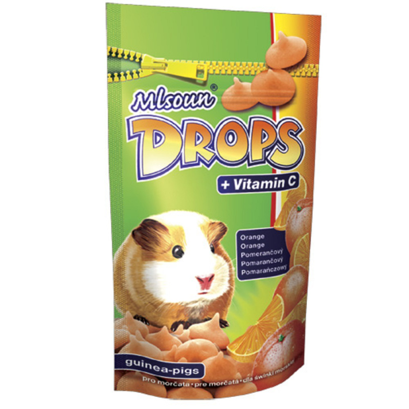 Mlsoun Drops pomerančový - pochoutka pro hlodavce, sáček, 75g