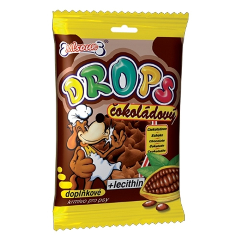 Mlsoun čokoládový drops pro psy - doplňkové krmivo pro psy, 75g
