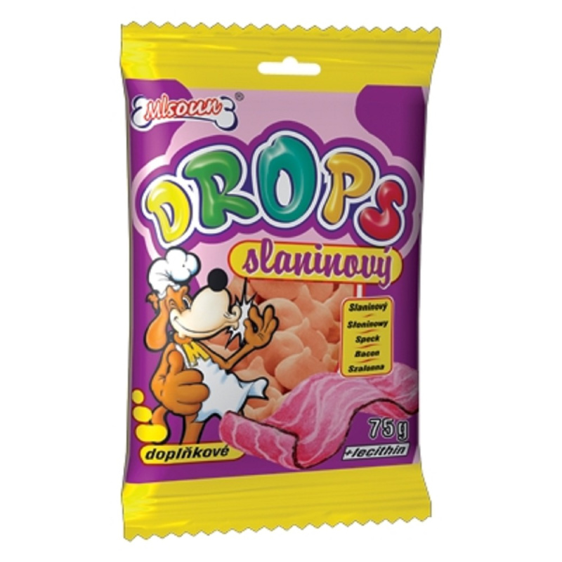 Mlsoun vitaminový drops sáček slanina - krmivo pro psy, 75g