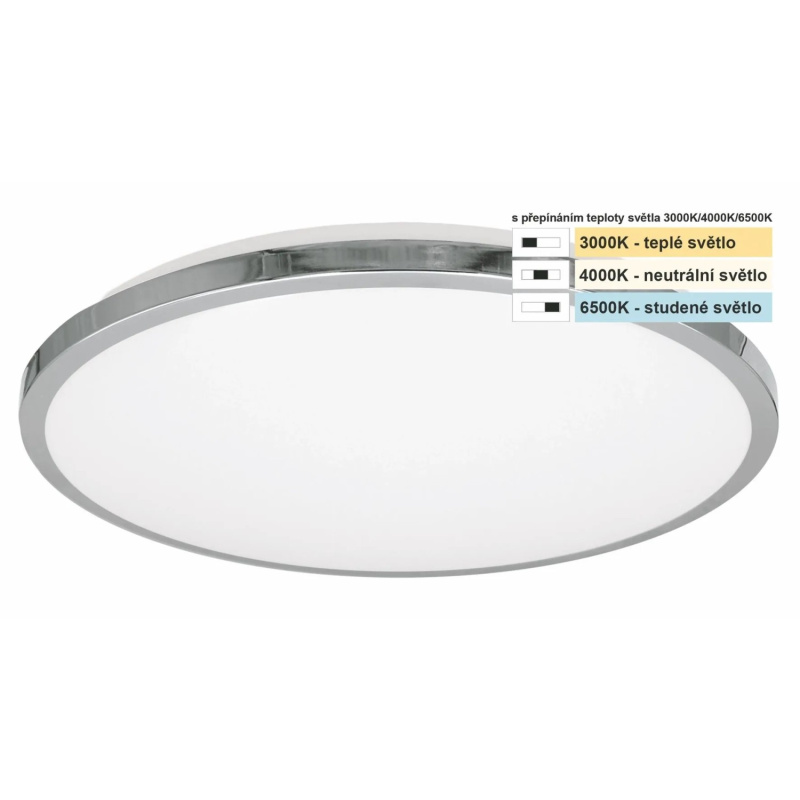 Top Light Koupelnové stropní LED svítidlo Silver KS CCT 10W IP44 1000lm pr. 29cm