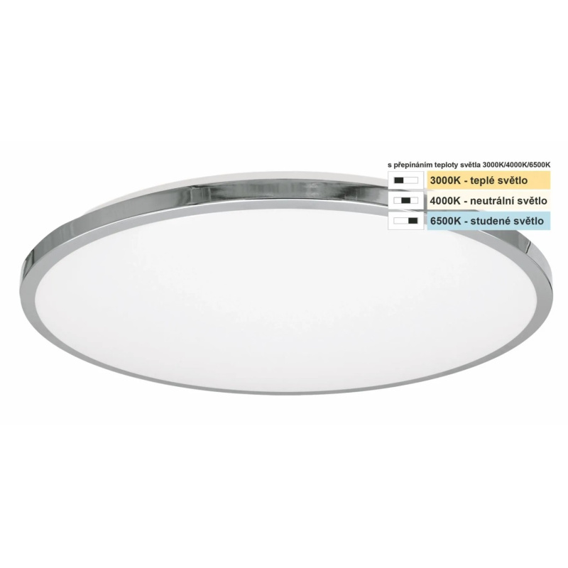 Top Light Koupelnové stropní LED svítidlo Silver KM CCT 18W IP44 1800lm pr. 34cm