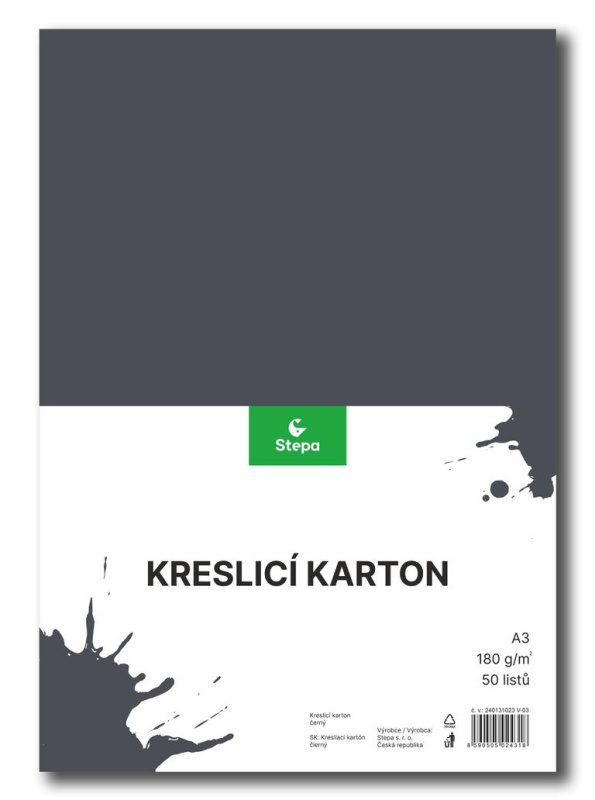 Kreslicí karton A3 - 180g/m2, 50 ks, černý