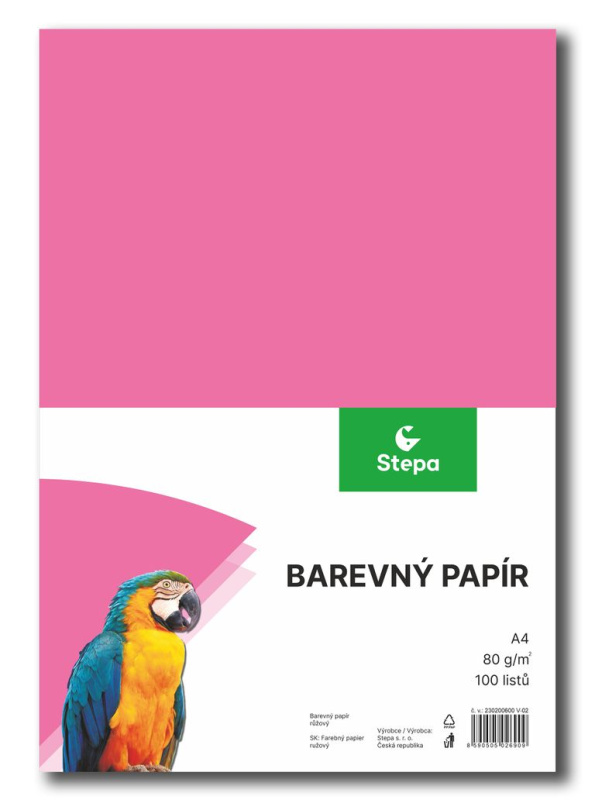 Barevný papír A4 80 g - 100 ks - růžový
