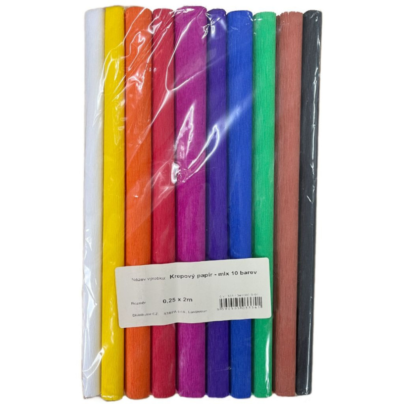 Krepový papír sada mix 0,25 × 2 m (10ks)