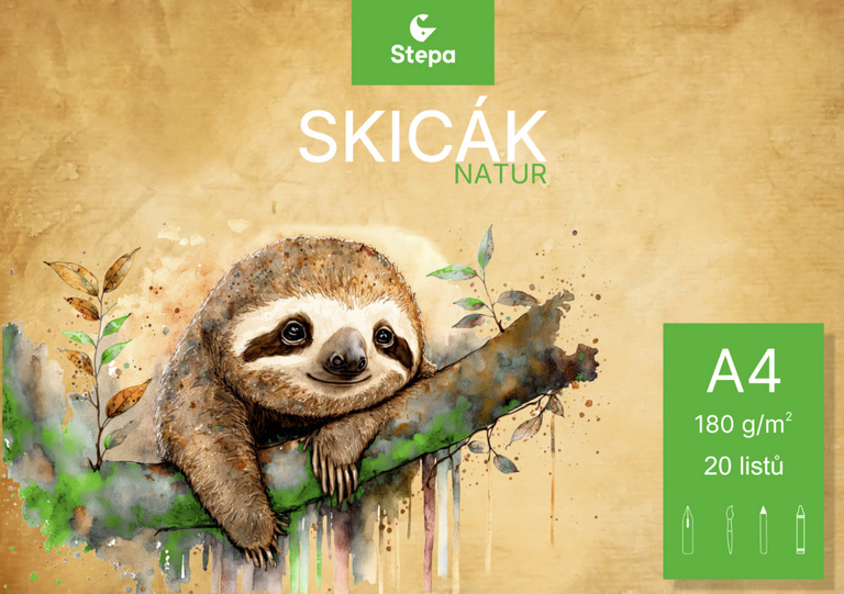 Skicák A4 - 20 listů NATUR - 180g/m²