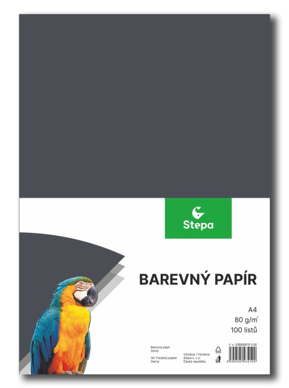 Barevný papír A4 80 g - 100 ks - černý