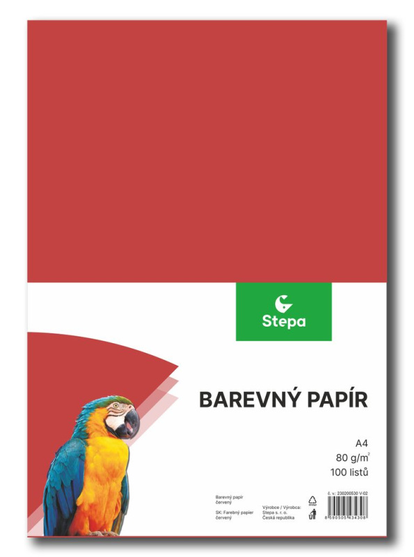 Barevný papír A4 80 g - 100 ks - červený