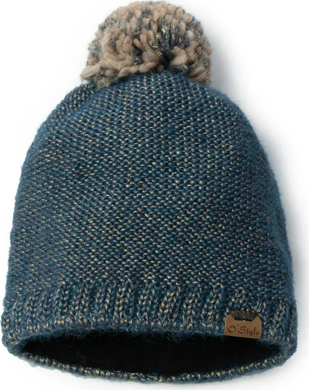 Pletená čepice O'STYLE Destiny s bambulí modrobéžová Velikost: one size