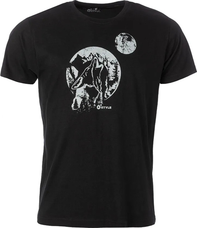 Pánské bavlněné triko O'STYLE Wolf černé Velikost: 4XL