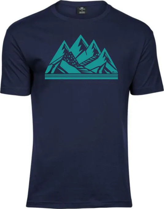 Pánské bavlněné triko O'STYLE Hory modré Velikost: XL