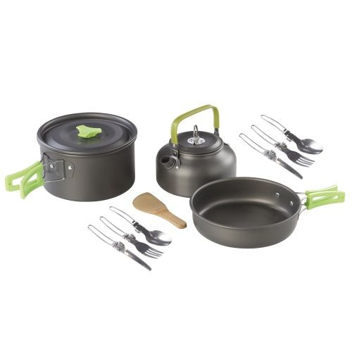 Outdoor set nádobí Meva 3 díly s příbory - hrnec, konvička, pánev