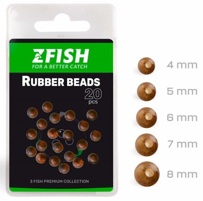 Zfish gumové korálky rubber beads 20 ks - průměr 4 mm
