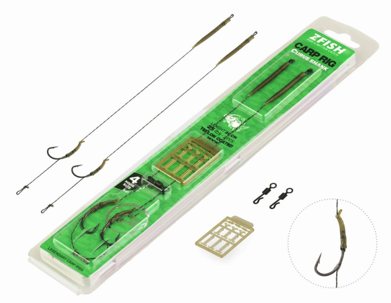 Zfish návazec curve shank carp rig 20 cm - velikost háčku 4