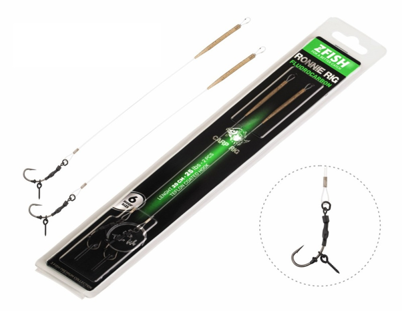 Zfish návazec fluorocarbon ronnie rig 20 cm - velikost háčku 4