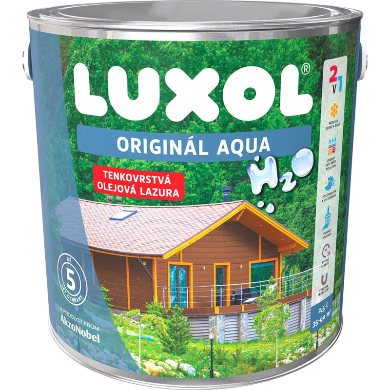 LUXOL Originál Tenkovrstvá olejová lazura AQUA švédská červeň 2,5 l