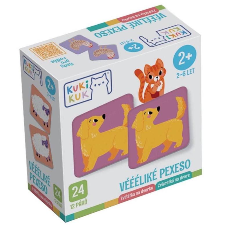 KukiKuk 80004 Véééliké pexeso Zvířátka na dvorku