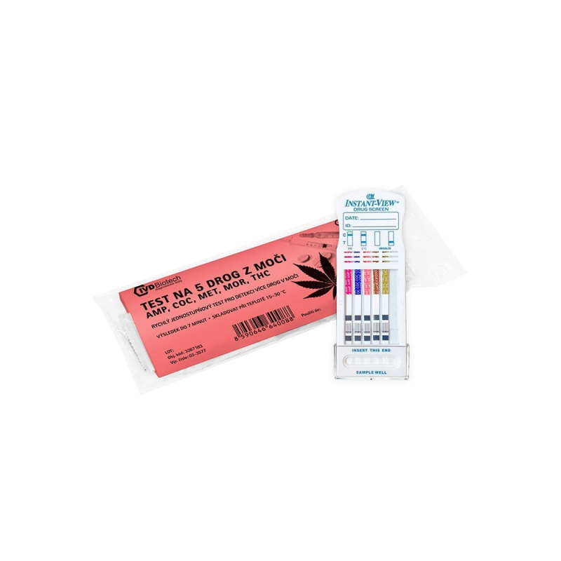 IVD Biotech 1x Test na 5 drog z moči (AMP,COC,MET,MOR,THC)