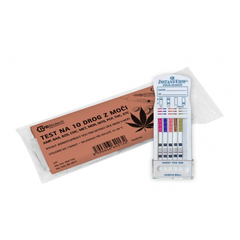 IVD Biotech 1x MultiTest na 10 drog z moči (AMP, BZO, COC,PCP,THC,MTD, MET, MDMA, MOP, OPI)