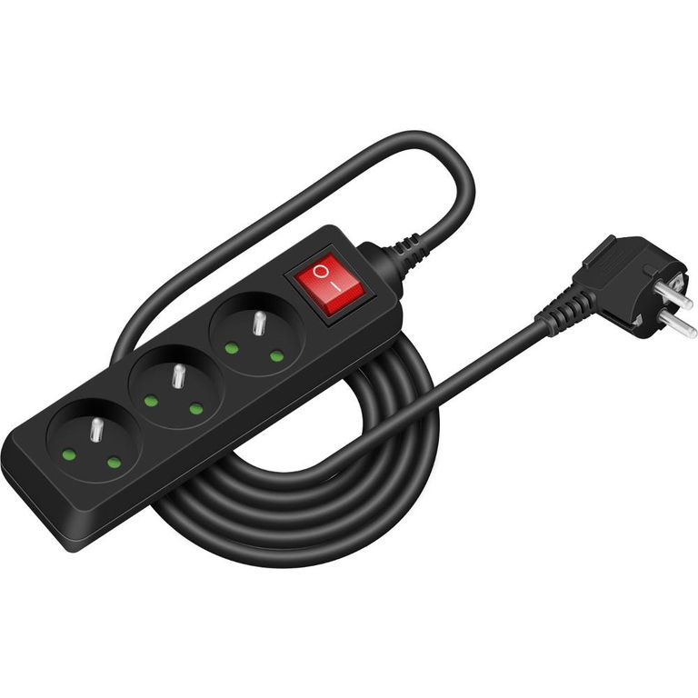 Prodlužovací kabel s vypínačem RETLUX RPC 20B, 3 zásuvky, 3 m - černý