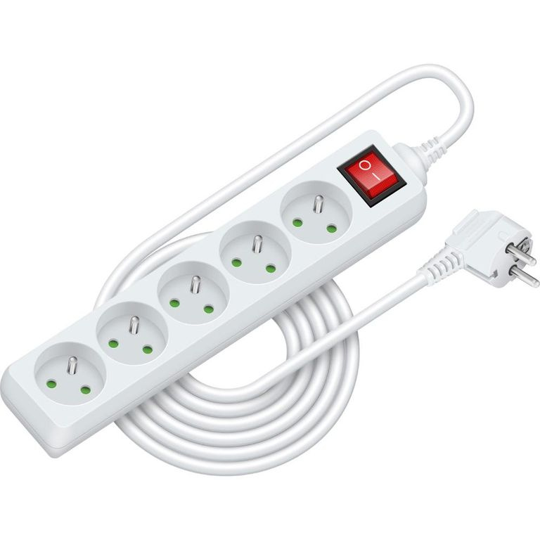 Prodlužovací kabel s vypínačem RETLUX RPC 31, 5 zásuvek, 5 m - bílý