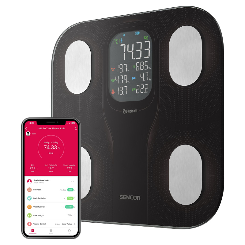 Sencor SBS 9002BK Chytrá osobní fitness váha s velkým displejem